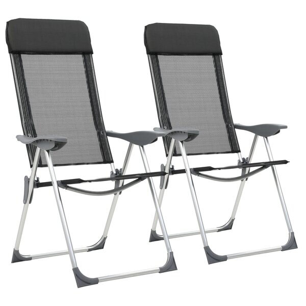 vidaXL Chaise pliante de camping lot de 2 Noir Aluminium