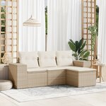 vidaXL Salon de jardin avec coussins 4 Pièces beige résine tressée