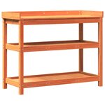 vidaXL Table de rempotage avec étagères marron bois massif de pin