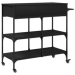vidaXL Chariot de cuisine noir 105x42x95 cm bois d'ingénierie