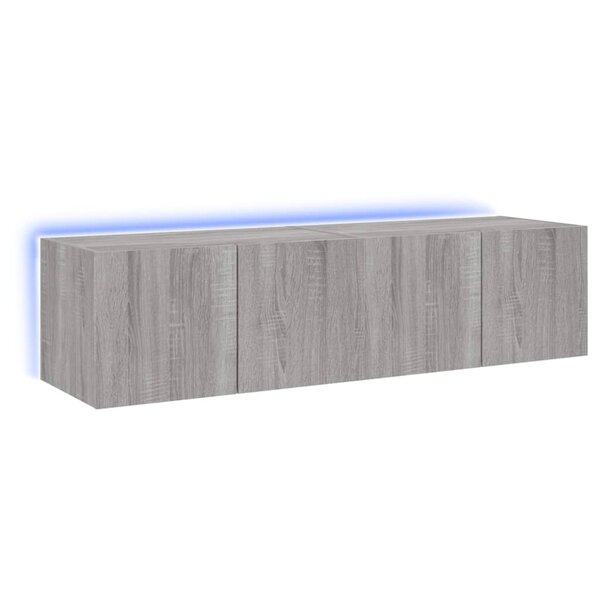 vidaXL Meubles TV muraux et lumières LED 2Pièces sonoma gris 60x35x31 cm
