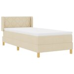 Lit à Sommier vidaXL avec Matelas Crème 100x200 cm Tissu