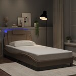 vidaXL Cadre de lit avec lumières LED cappuccino 100x200 cm similicuir