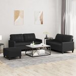 vidaXL Ensemble de canapés 3 Pièces avec coussins Noir Similicuir