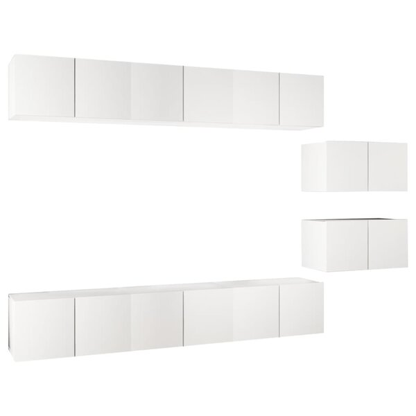 vidaXL Meubles TV 8 Pièces Blanc Bois d'ingénierie