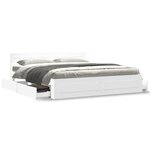 vidaXL Cadre de lit avec tête de lit sans matelas blanc 200x200 cm