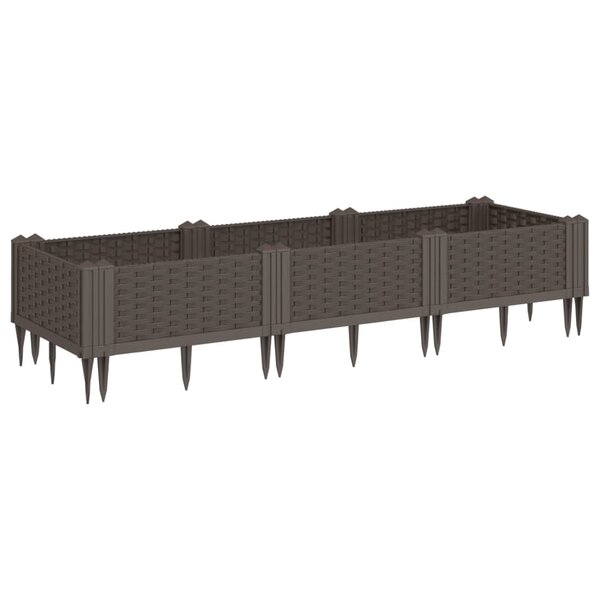 vidaXL Jardinière avec piquets marron 125x40x28 5 cm PP