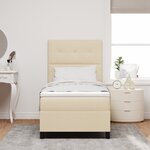 vidaXL Lit Box Spring avec Matelas Crème 90x200 cm Tissu