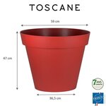EDA Pot de fleur rond Toscane - Ø 60 x H 47 cm - 76 L - Rouge rubis