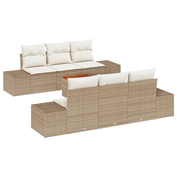 vidaXL Ensemble de 7 pièces de canapé de jardin avec coussins Beige Poly Rotin Acacia