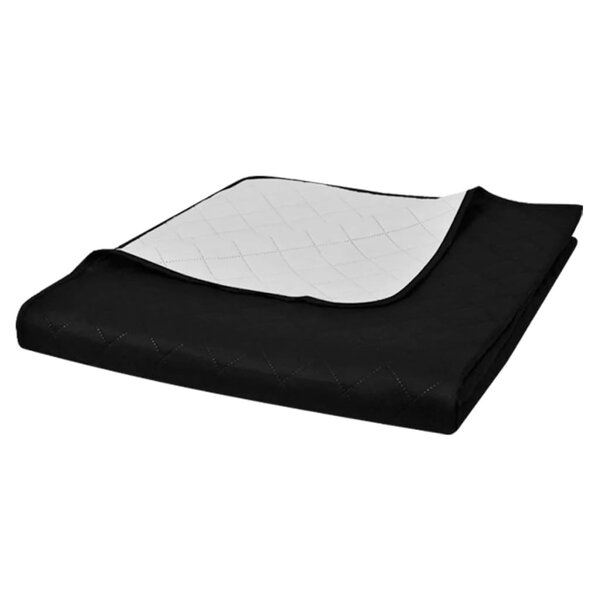 vidaXL Couvre-lit à double face matelassé Noir/Blanc 220x240 cm