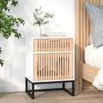 vidaXL Tables de chevet 2Pièces blanc 40x30x55 5cm bois ingénierie et fer