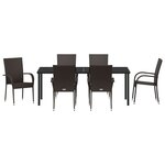 vidaXL Ensemble de Dîner de Jardin 7 Pièces Marron Rattan Poly