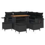 Ensemble de Canapé de Jardin 9 Pièces avec Coussins - Poly Rotin Noir Acacia