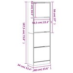 vidaXL Armoire à chaussures 4 tiroirs rabattables gris béton