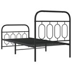 vidaXL Cadre de lit métal avec tête de lit/pied de lit noir 90x200 cm