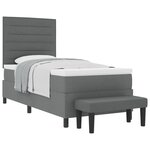 vidaXL Lit avec Sommier et Matelas & Banquette Gris Foncé 90x200 cm Tissu