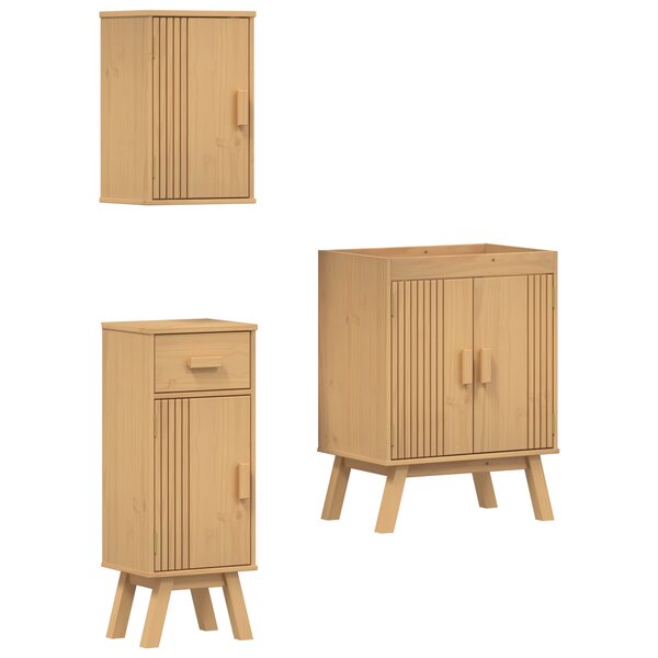 vidaXL Ensemble de meubles de salle de bain en pin 3 pièces