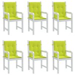 vidaXL Coussins de chaise de jardin à dossier bas lot de 6 vert vif