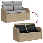 Ensemble de canapé de jardin 6 pièces vidaXL beige avec coussins poly rattan