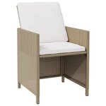 vidaXL Chaises de jardin avec tabourets 2 Pièces Résine tressée Beige