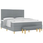 vidaXL Lit à Ressorts avec Matelas & Banc Gris Clair 180x200 cm Tissu
