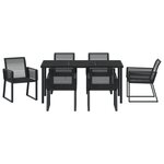 vidaXL Ensemble de Salle à Manger de Jardin 7 Pièces Noir Rattan Poly