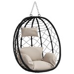 vidaXL Chaise Œuf Suspendue Taupe Poly Rotin