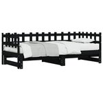 vidaXL Lit coulissant Noir 2x(80x200) cm Bois de pin massif