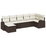 Canapé de Jardin 7 pièces avec Coussins Marron Poly Rotin vidaXL