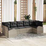 vidaXL Ensemble de sofa de jardin 7 pièces avec coussins gris clair en poly rotin