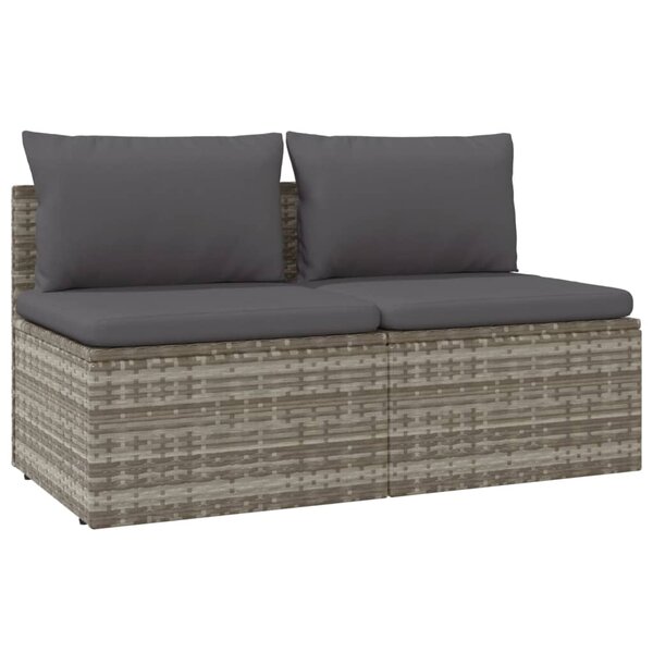 vidaXL Canapé de jardin 2 places avec coussins Gris Résine tressée