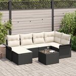 Ensemble de canapés de jardin 6 pièces avec coussins en poly rotin marron