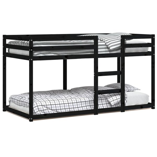 vidaXL Lit superposé sans matelas noir 90x200 cm bois de pin massif