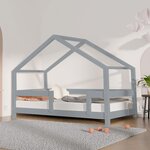 Lit cabane enfant LUCKY 120 x 190 gris