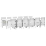 Set de salle à manger jardin vidaXL 13 pièces avec coussins en poly rattan blanc