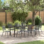 vidaXL Ensemble de salle à manger de jardin de 9 pièces en acier gris foncé
