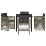 vidaXL Ensemble salle à manger jardin 5 pièces avec coussins Gris Poly Rattan