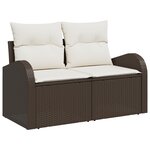 vidaXL Ensemble de canapé de jardin 7 pièces avec coussins marron en poly rattan