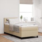 vidaXL Lit Sommier avec Matelas & Lumière LED Beige 80x200 cm Tissu Côtelé