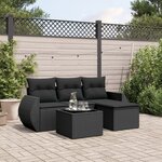 vidaXL Salon de jardin 5 Pièces avec coussins noir résine tressée