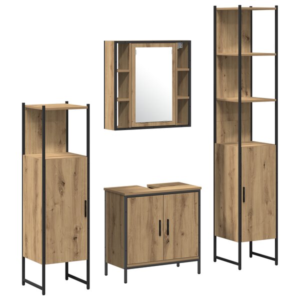 vidaXL Set de meubles de salle de bain 4 pièces en chêne artisan en bois d'ingénierie