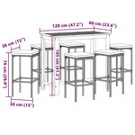 vidaXL Ensemble de bar de jardin 7 Pièces gris bois massif acacia rotin