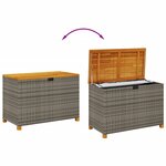vidaXL Boîte de rangement de jardin gris résine tressée bois d'acacia