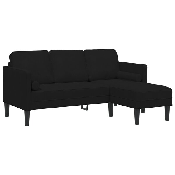 vidaXL Sofa 3 places avec chaise L en velours noir de 160 cm