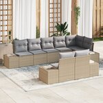 vidaXL Ensemble de canapé de jardin 8 pièces avec coussins Beige Poly Rattan