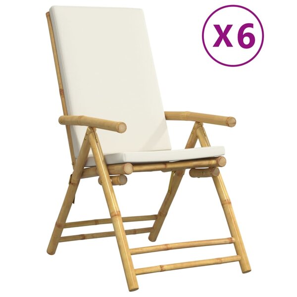 vidaXL Chaises de bistro pliantes lot de 6 et coussins blanc crème