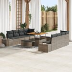 vidaXL Ensemble de Canapé de Jardin en 11 Pièces avec Coussins Gris en Poly Rattan