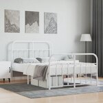 vidaXL Cadre de lit métal sans matelas et pied de lit blanc 120x190 cm