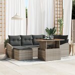 vidaXL Ensemble de canapé jardin 7 pièces avec coussins Gris en poly rattan